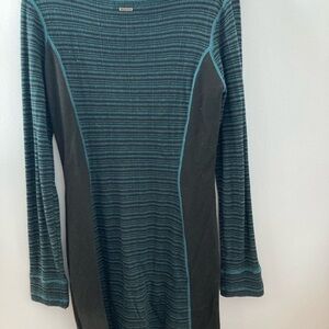 Prana Black and Teal Striped Top